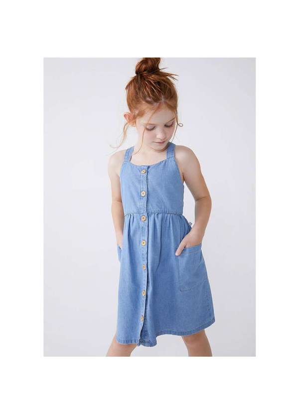 Hering - Vestido Curto Infantil em Jeans Azul 4