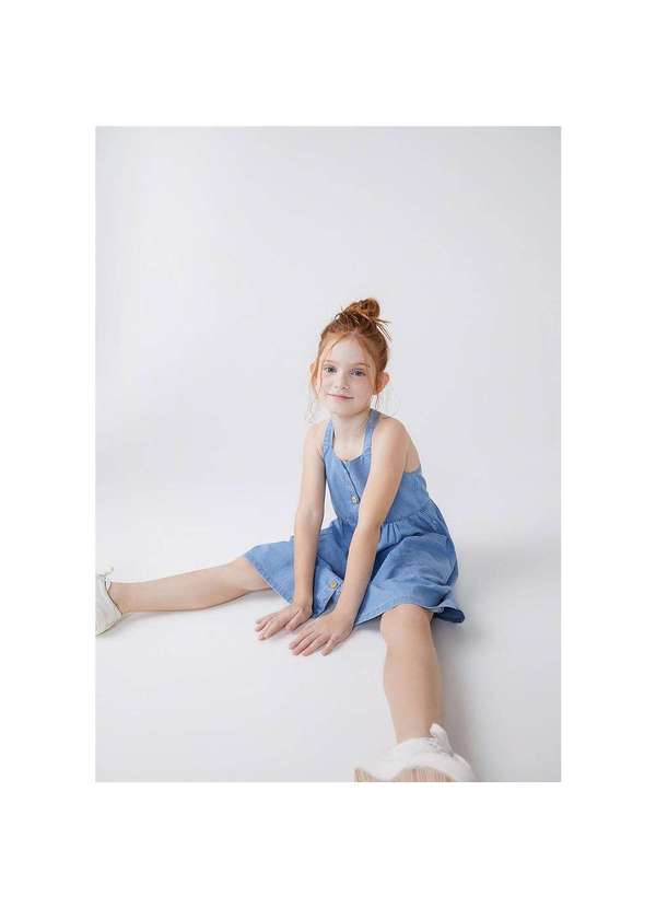 Hering - Vestido Curto Infantil em Jeans Azul 5