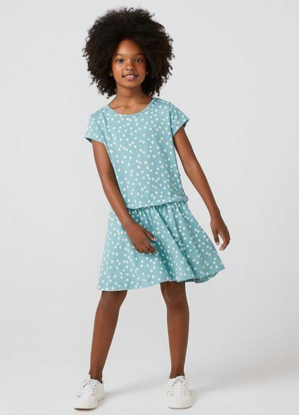 Hering - Vestido Curto Infantil Menina com Babado Hering Kids Verde 1