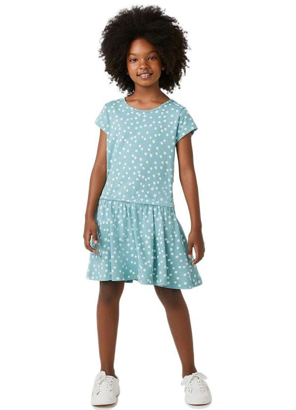 Hering - Vestido Curto Infantil Menina com Babado Hering Kids Verde 2