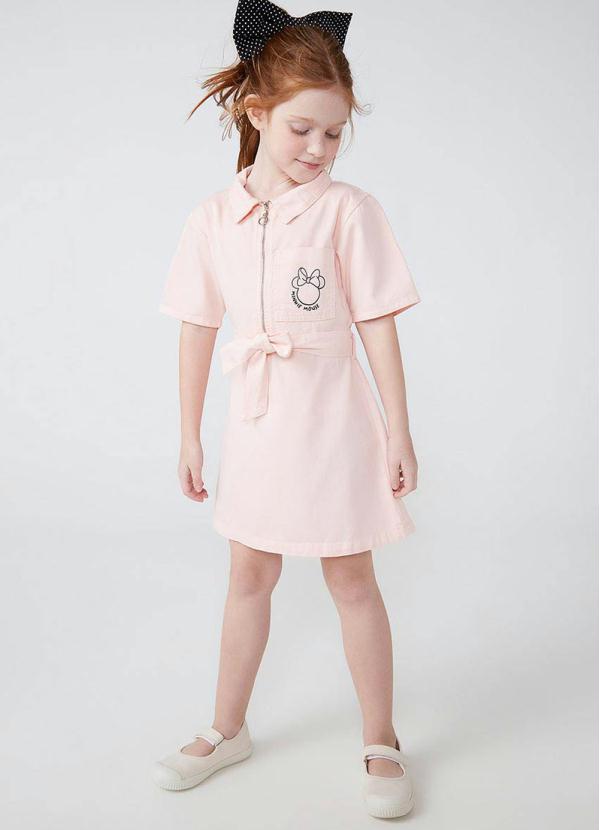 Hering - Vestido Infantil Curto em Sarja Minnie Rosa