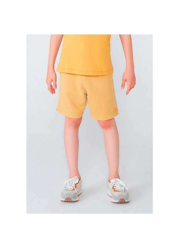 Hering - Bermuda Básica Infantil Menino em Moletom Peluciado Reta Amarelo