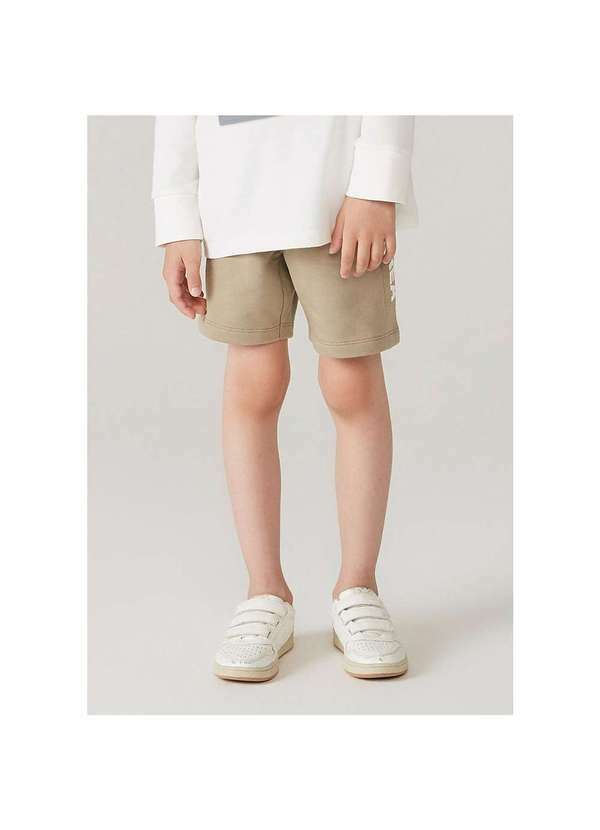 Hering - Bermuda Infantil Menino em Moletom com Recortes Bege