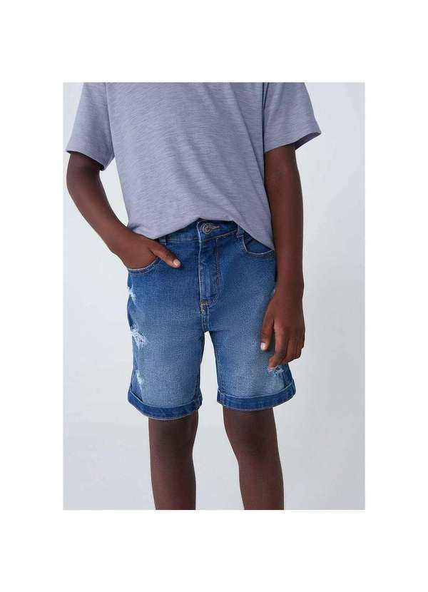 Hering - Bermuda Jeans Infantil Menino com Barra Dobrada Azul 1