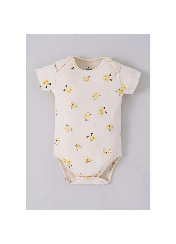 Hering - Body Manga Curta em Malha de Algodão Orgânico Amarelo