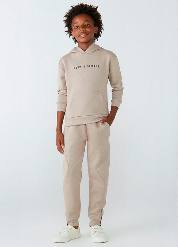 Hering - Calça Infantil Menino Jogger em Moletom Peluciado Bege 2