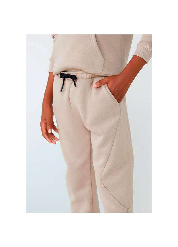 Hering - Calça Infantil Menino Jogger em Moletom Peluciado Bege 3