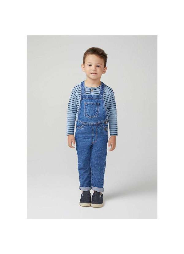 Hering - Jardineira Jeans Infantil Unissex Toddler Azul