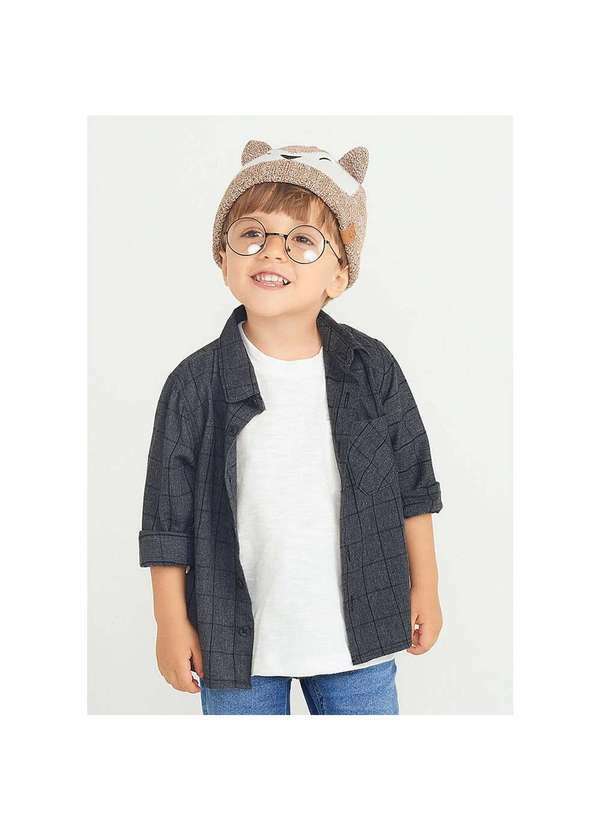 Hering - Camisa Bebê Menino Xadrez Junina Cinza