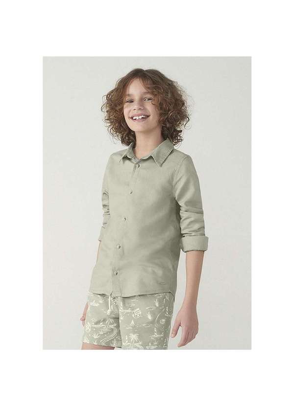 Hering - Camisa Infantil Menino em Linho Verde