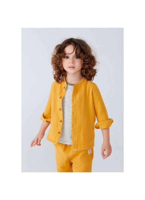 Hering - Camisa Infantil Menino Manga Longa e Gola Padre Toddler Amarelo