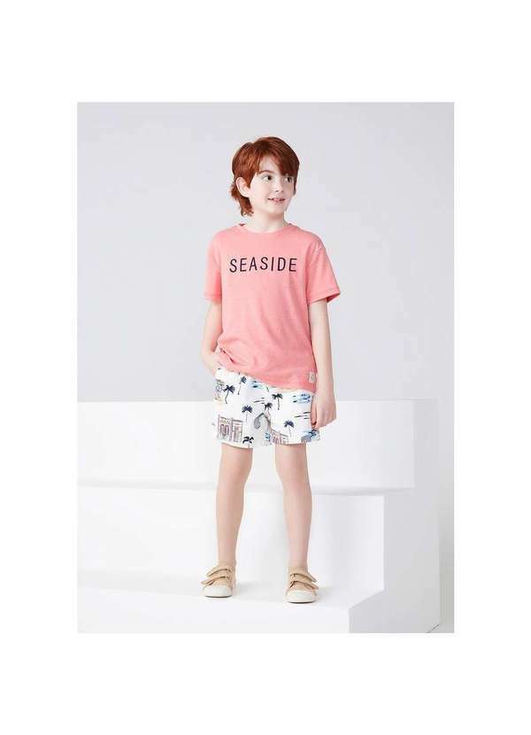 Hering - Camiseta Infantil Menino Comfort com Bordado Rosa