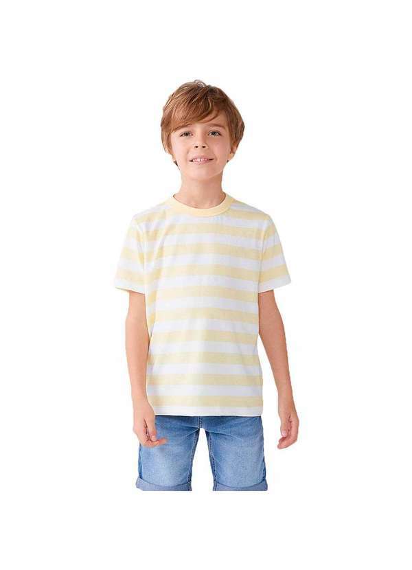Hering - Camiseta Infantil Menino em Algodão Listrado Amarelo