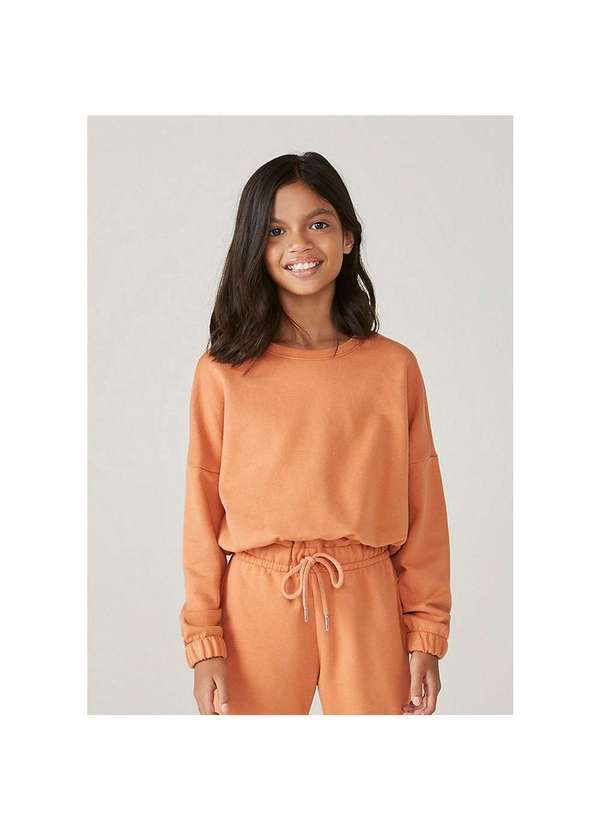 Hering - Blusão Infantil Unissex em Moletom Mini Me Laranja