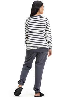 Magicamente Kids - Pijama Adulto em Fleece Feminino - Teddy Listrado - MAGICAMENTE KIDS