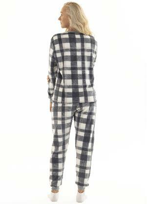 Magicamente Kids - Pijama Adulto em Fleece Feminino - Xadrez Cinza Básico - MAGICAMENTE KIDS