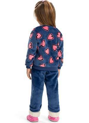 Magicamente Kids - Pijama de Inverno Bebê Feminino - Corações Marinho - MAGICAMENTE KIDS