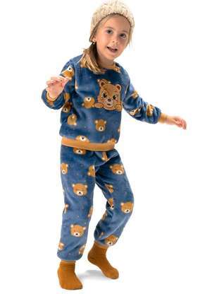 Magicamente Kids - Pijama de Inverno Bebê Feminino - Teddy Marinho - MAGICAMENTE KIDS