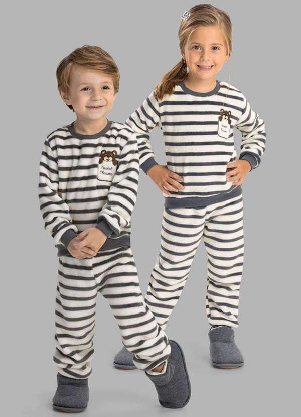 Magicamente Kids - Pijama de Inverno Bebê Unissex - Listrado