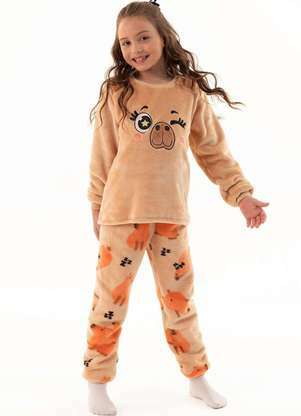 Magicamente Kids - Pijama Infantil em Fleece Feminino - Capivaras Sonolentas - MAGICAMENTE KIDS