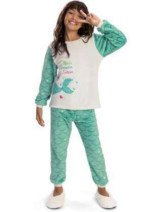 Magicamente Kids - Pijama Infantil em Fleece Feminino - Sereia Verde - MAGICAMENTE KIDS