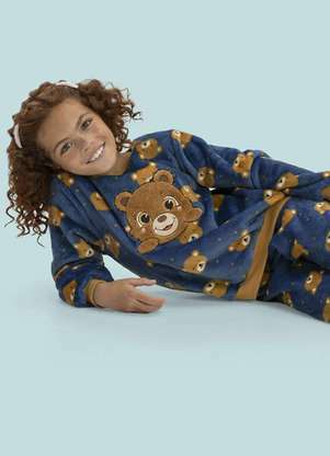 Magicamente Kids - Pijama Infantil em Fleece Feminino - Teddy Marinho - MAGICAMENTE KIDS