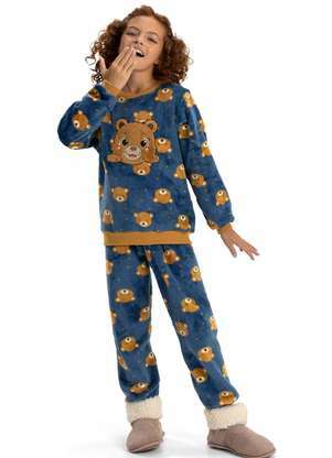 Magicamente Kids - Pijama Infantil em Fleece Feminino - Teddy Marinho - MAGICAMENTE KIDS