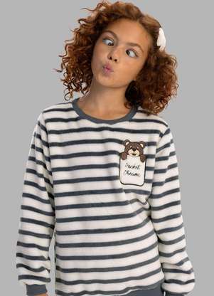 Magicamente Kids - Pijama Infantil em Fleece Unissex - Listrado - MAGICAMENTE KIDS