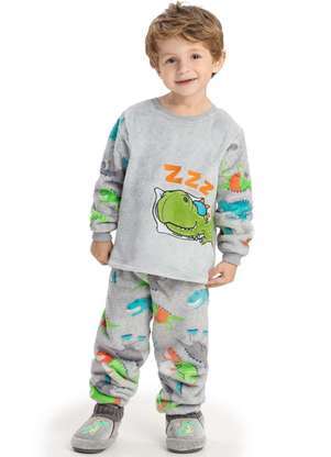 Magicamente Kids - Pijama de Inverno Bebê Masculino - Dino Cinza - MAGICAMENTE KIDS