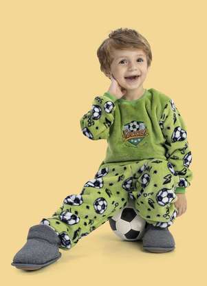 Magicamente Kids - Pijama de Inverno Bebê Masculino - Futebol Verde - MAGICAMENTE KIDS
