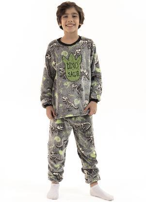 Magicamente Kids - Pijama Inf. Fleece Masc. Brilha no Escuro - Pegadas - MAGICAMENTE KIDS