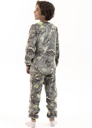Magicamente Kids - Pijama Inf. Fleece Masc. Brilha no Escuro - Pegadas - MAGICAMENTE KIDS