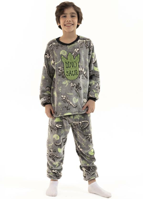 Magicamente Kids - Pijama Inf. Fleece Masc. Brilha no Escuro - Pegadas