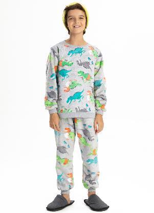 Magicamente Kids - Pijama Infantil em Fleece Masculino - Dinossauros - MAGICAMENTE KIDS