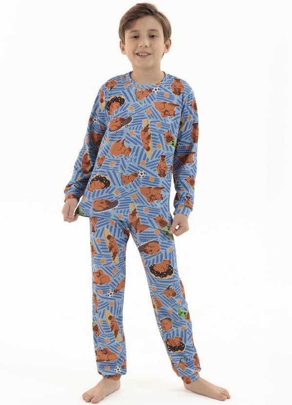 Magicamente Kids - Pijama Longo de Inverno Infantil Masculino - Capivaras Radicais