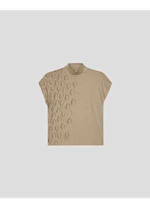 Cereja Rosa - Blusa Feminina com Estampa Metalizada Gola Alta Bege - CEREJA ROSA
