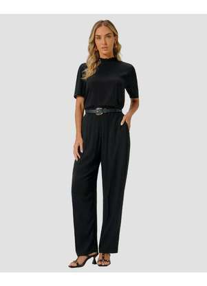 Cereja Rosa - Blusa Feminina em Viscose com Amarração na Gola Preto - CEREJA ROSA