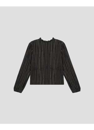 Cereja Rosa - Blusa Feminina Estampada Manga Longa em Viscose Preto - CEREJA ROSA