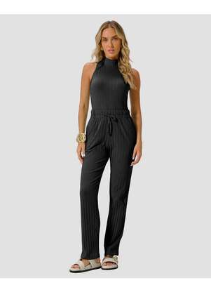 Cereja Rosa - Blusa Feminina Gola Alta em Cotton Canelado Preto - CEREJA ROSA