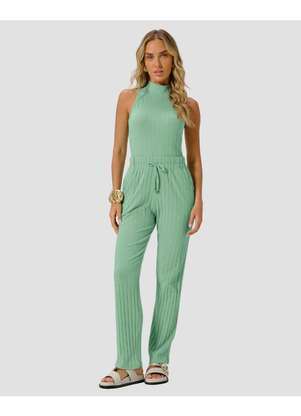 Cereja Rosa - Blusa Feminina Gola Alta em Cotton Canelado Verde - CEREJA ROSA