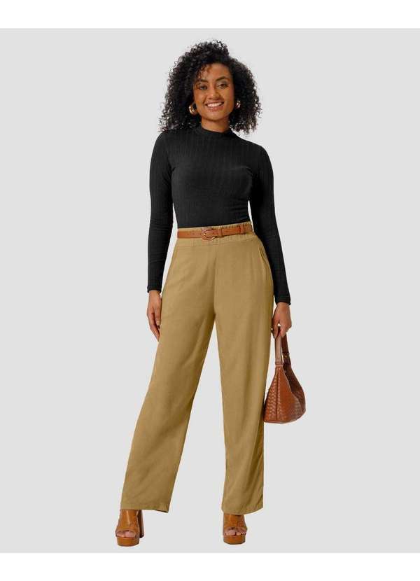 Cereja Rosa - Blusa Feminina Manga Longa em Cotton Canelado Preto
