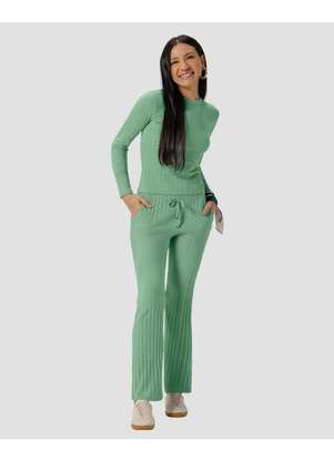 Cereja Rosa - Blusa Feminina Manga Longa em Cotton Canelado Verde - CEREJA ROSA