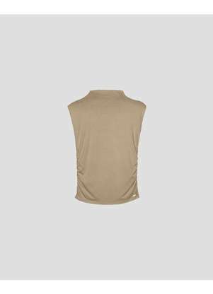 Cereja Rosa - Blusa Feminina Viscose Crepe Lateral Franzida Bege - CEREJA ROSA