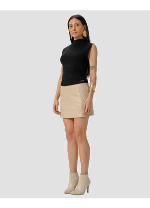 Cereja Rosa - Blusa Feminina Viscose Crepe Lateral Franzida Preto - CEREJA ROSA