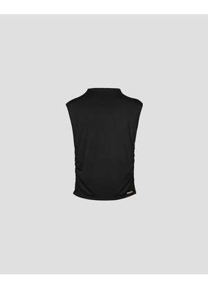 Cereja Rosa - Blusa Feminina Viscose Crepe Lateral Franzida Preto - CEREJA ROSA