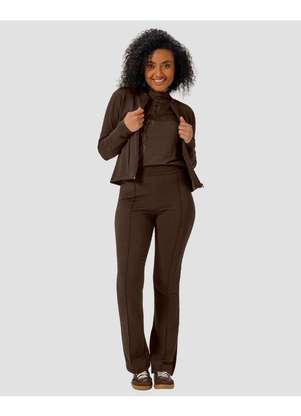 Cereja Rosa - Calça Feminina em Molecotton com Nervura Marrom - CEREJA ROSA