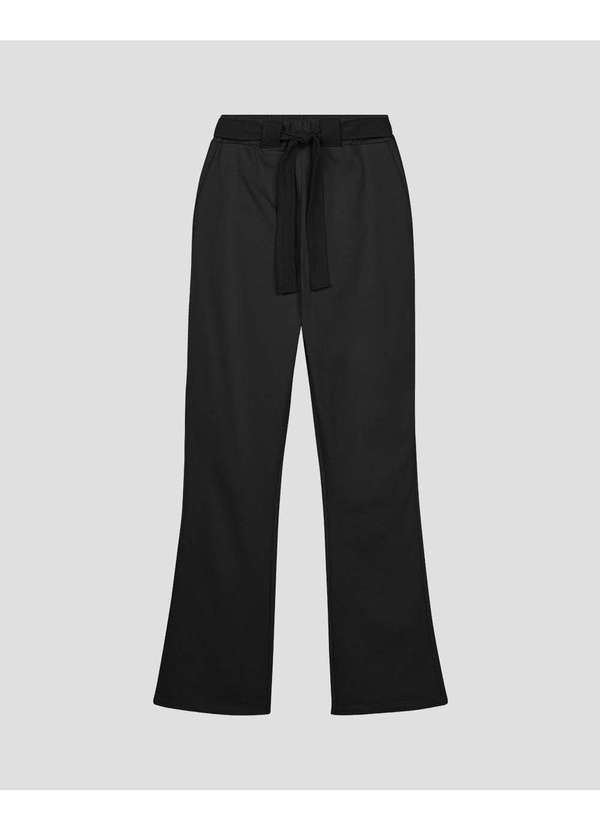 Cereja Rosa - Calça Feminina em Moletom com Faixa e Bolso - Preto
