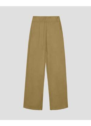 Cereja Rosa - Calça Feminina Pantalona em Viscose com Bolso Bege - CEREJA ROSA
