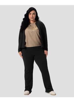 Cereja Rosa - Calça Feminina Plus Size em Molecotton com Bolso Preto - CEREJA ROSA