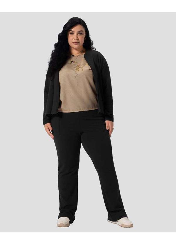 Cereja Rosa - Calça Feminina Plus Size em Molecotton com Bolso Preto